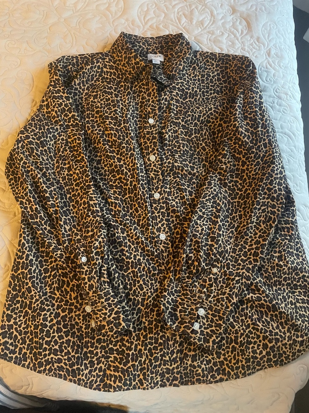 J Crew Leopard Print Button-Up Blouse - Tan/Black